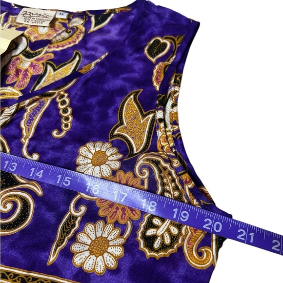 Vintage 90s MAGIC Whimsigoth Boho Floral Fringe Button Down Scoop Neck Tank - Picture 7 of 11